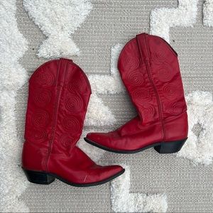 Size 8 red cowboy boots authentic western rare